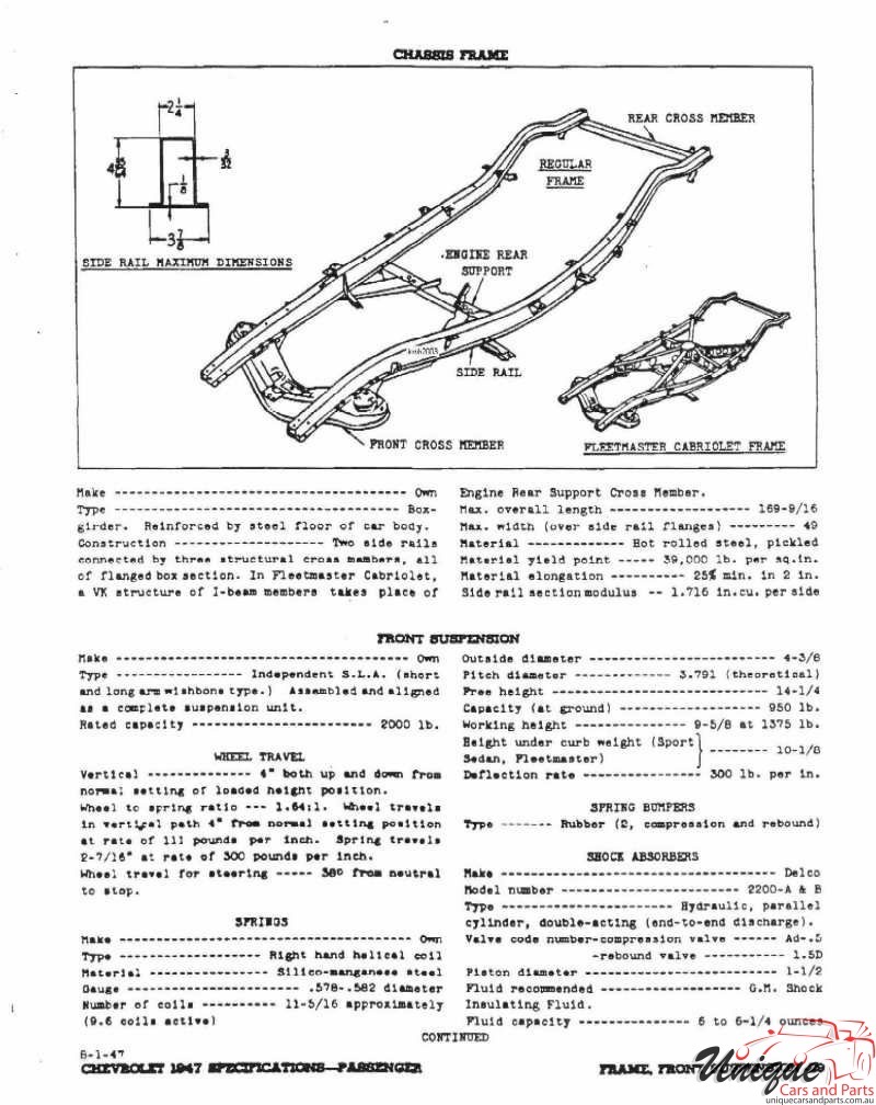 1947 Chevrolet Specifications Page 11